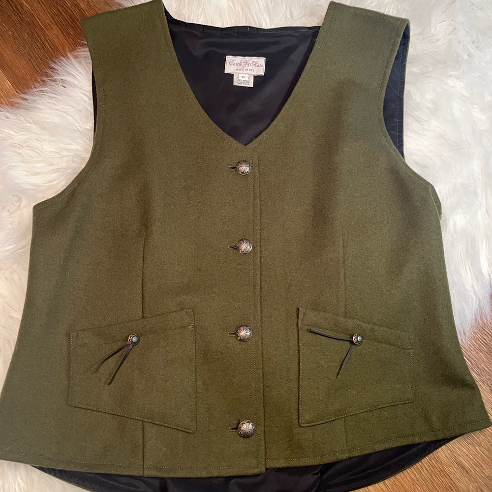 Gorgeous Olive Green Western Vest by Cattle Kate